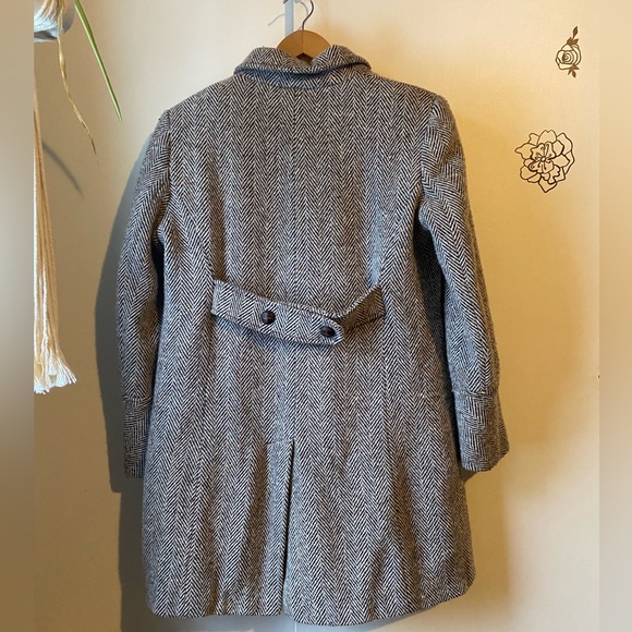 Larry Levine Dress Coat Size 12 Wool Blend Herringbone Tweed Jacket - Picture 7 of 8